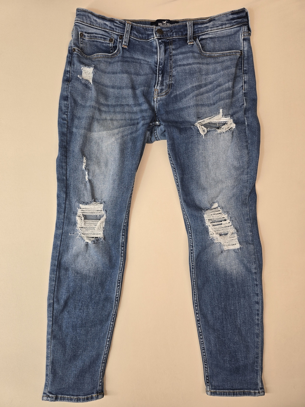 Hollister Super Skinny Distressed Jeans Mens 34x32 Blue Denim Advanced  Stretch